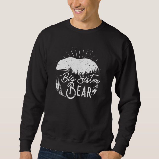Sweatshirt Big Sister Bear Matching Famille Camping Randonnée (Devant)