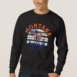 Sweatshirt Big Sky Country Montana Cool Retro Moose Travel Ar
