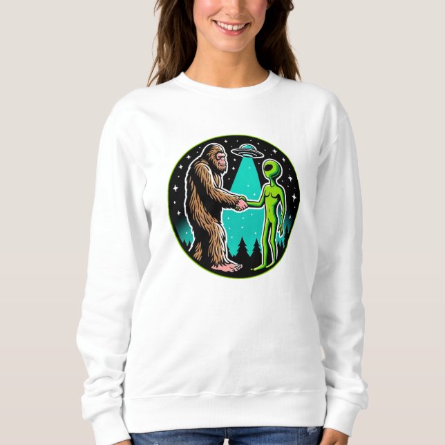 Sweatshirt Bigfoot Alien Alliance - Funny Scifi Cryptid (Devant)