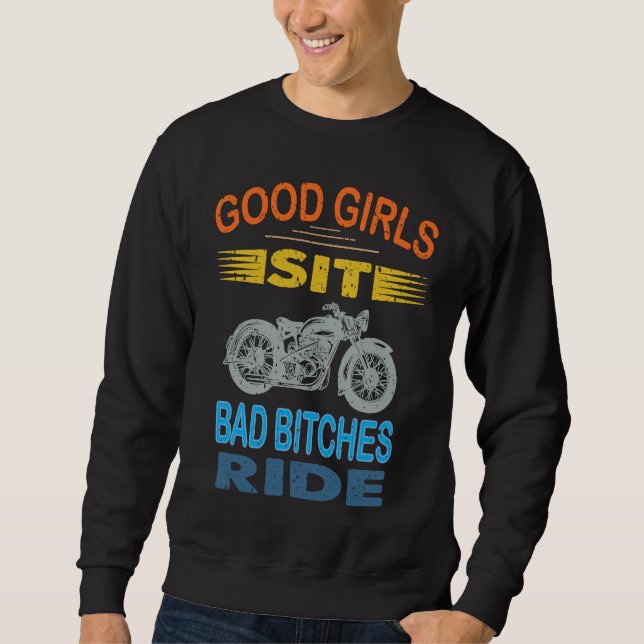 Sweatshirt Biker Motorcycle    Saying Retro Style Girl (Devant)