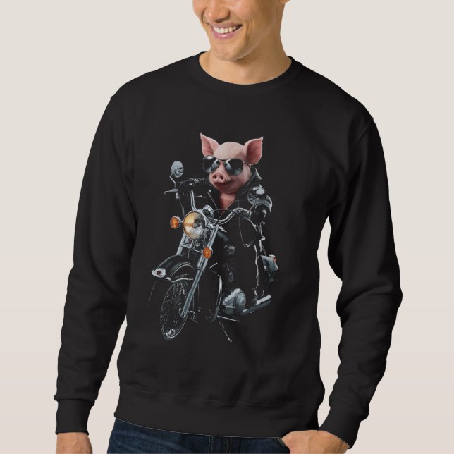 Sweatshirt Biker Pig Moto Rider Cool Funny Hog Cadeau (Devant)