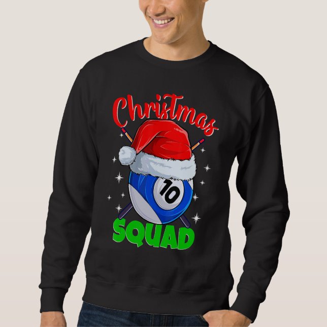 Sweatshirt Billard Boules de Piscine Équipe de Noël 10 Balles (Devant)