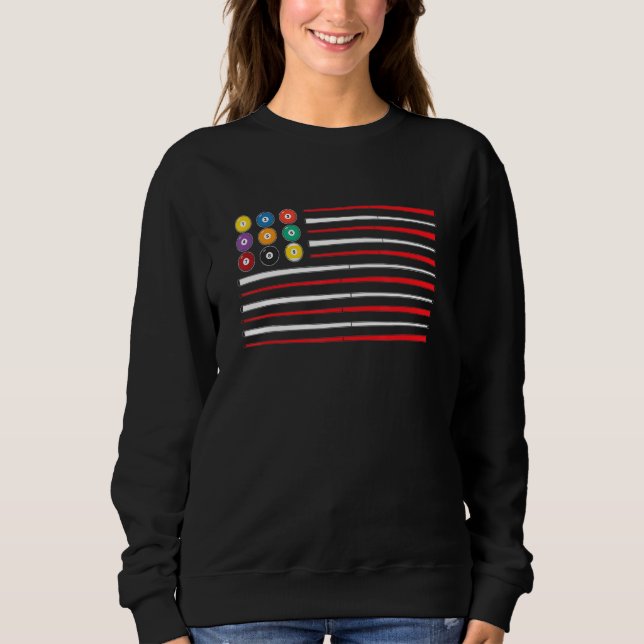 Sweatshirt Billiard American Flag Cue Pool Balls Billiard Pl (Devant)
