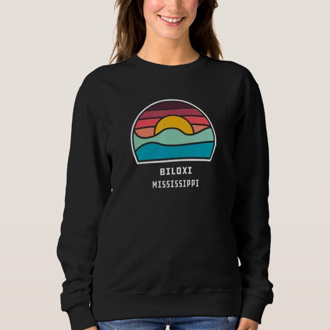 Sweatshirt Biloxi Mississippi Cool Minimalist Ocean Wave (Devant)
