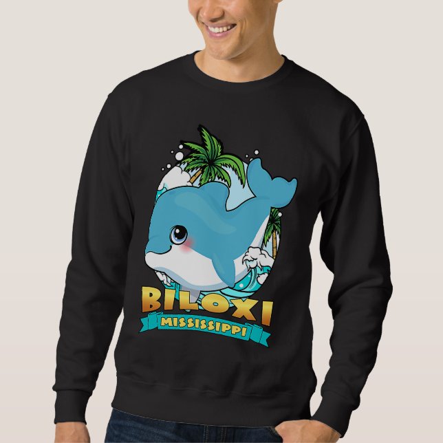 Sweatshirt BILOXI MISSISSIPPI Cute Baby Dolphin Beach Souveni (Devant)