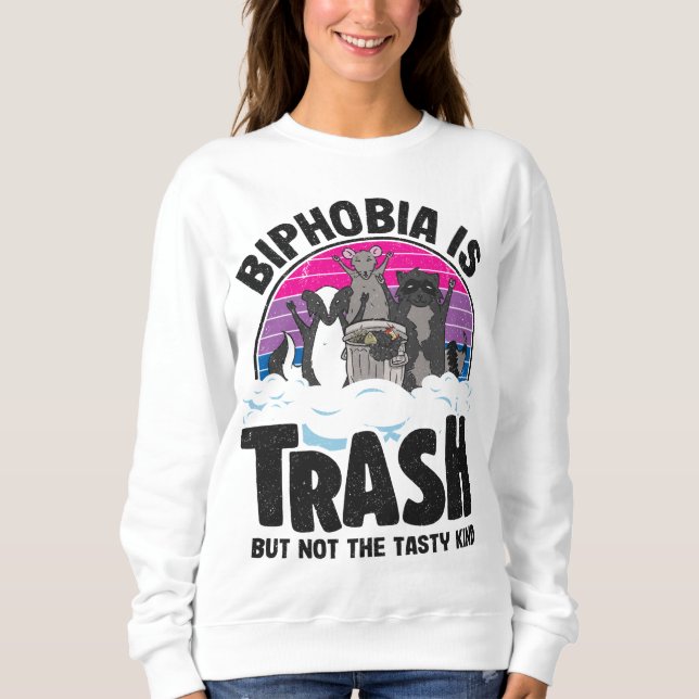 Sweatshirt Biphobie Est Trash Opossum Raccoon Bisexuel Drapea (Devant)