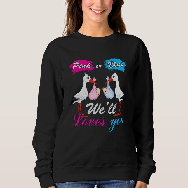 Sweatshirt Bird Genre Révéler Bébé Garçon Ou Fille Rose Ou Bl (Devant)