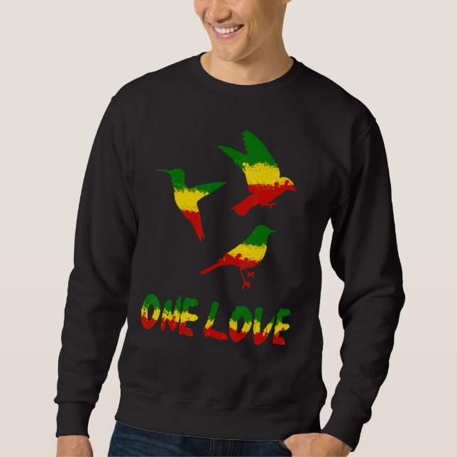Sweatshirt Bird One Love Rasta Reggae Rastafarian Jamaïque Ro (Devant)