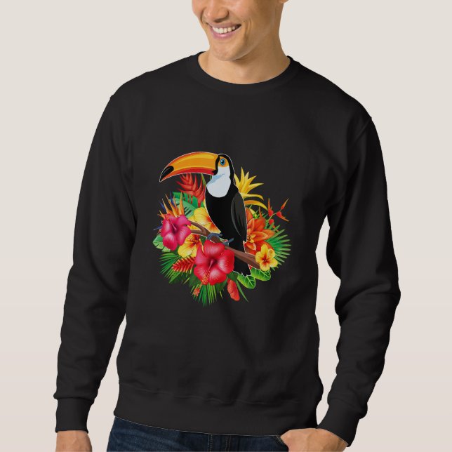Sweatshirt Birds Exotic Tropical Flowers Summer Animal Toucan (Devant)