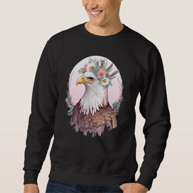 Sweatshirt Birds Of Prey Bald Eagle Flower Crown Floral Birdi (Devant)