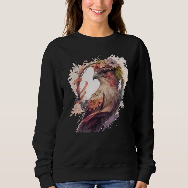 Sweatshirt Birds Of Prey Kite Bird Flower Crown Floral (Devant)