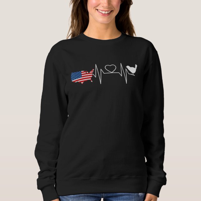 Sweatshirt Birdwatching Heartbeat Patriotic American Flag USA (Devant)