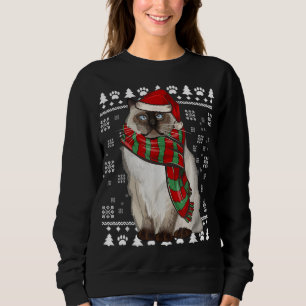 Sweatshirt Birman Chat Santa Hat Noël laid Noël