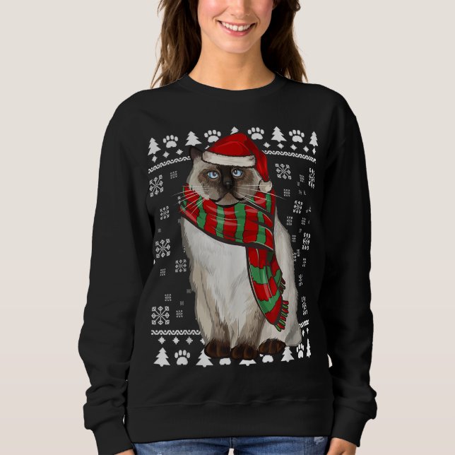 Sweatshirt Birman Chat Santa Hat Noël laid Noël (Devant)