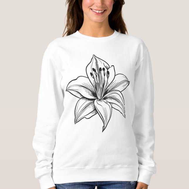 Sweatshirt Birth Flower Botanical Design (Devant)
