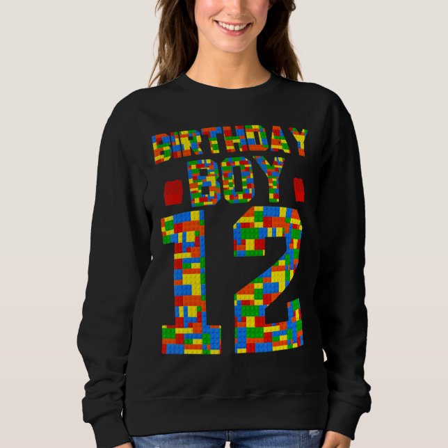Sweatshirt Birthday Boy 12 Blocs Constructeur de briques Mast (Devant)