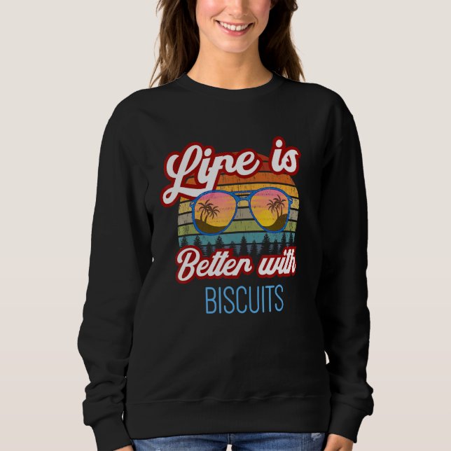 Sweatshirt Biscuit Retro Sunset. La Vie Est Meilleure Avec Le (Devant)