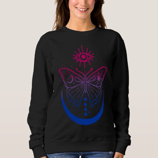 Sweatshirt Bisexual Bi Pride Moon and Butterfly LGBTQ LGBT Ga (Devant)