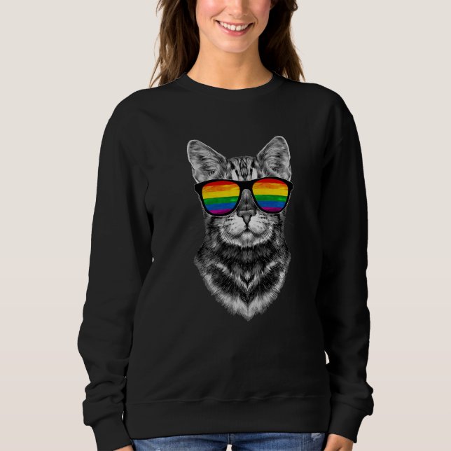Sweatshirt Bisexual Gay Pride Cat LGBT LGBTQ Sunglasses Pride (Devant)