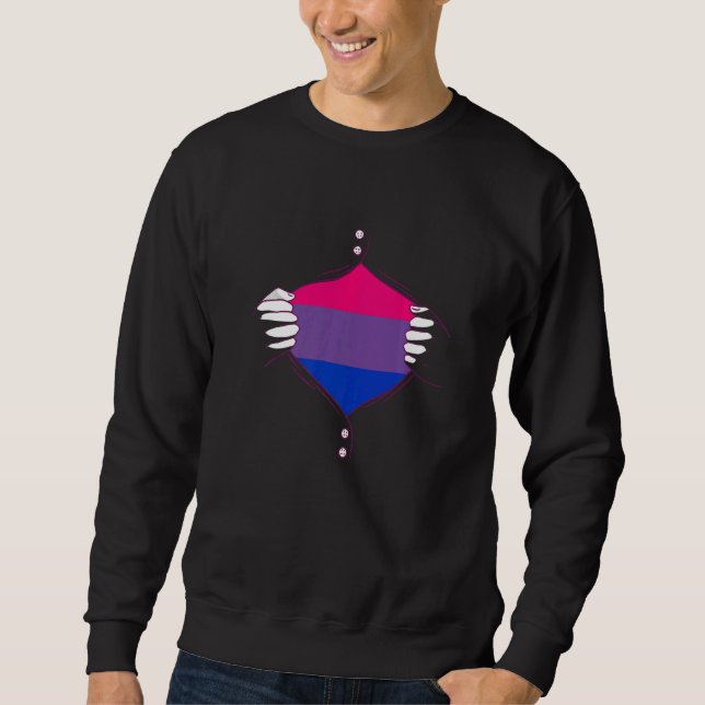 Sweatshirt Bisexual Pride Chest Bisexual Flag LGBTQ Bi Pride  (Devant)