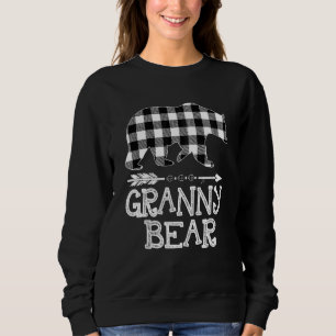 Sweatshirt Bison Noir Et Blanc Plaid Granny Bear Christma