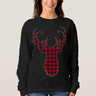 Sweatshirt Bison rouge et noir rennes plaid Christmas Dee
