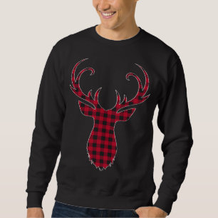 Sweatshirt Bison rouge et noir rennes plaid Christmas Dee