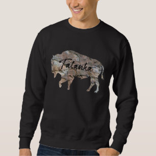 Sweatshirt Bison solide dur de Buffalo de pierre d'ardoise de