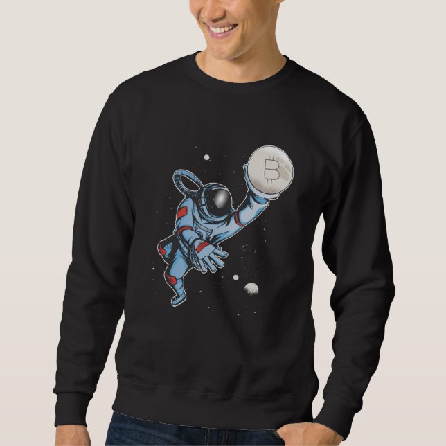 Sweatshirt Bitcoin à l'astronaute de lune (Devant)