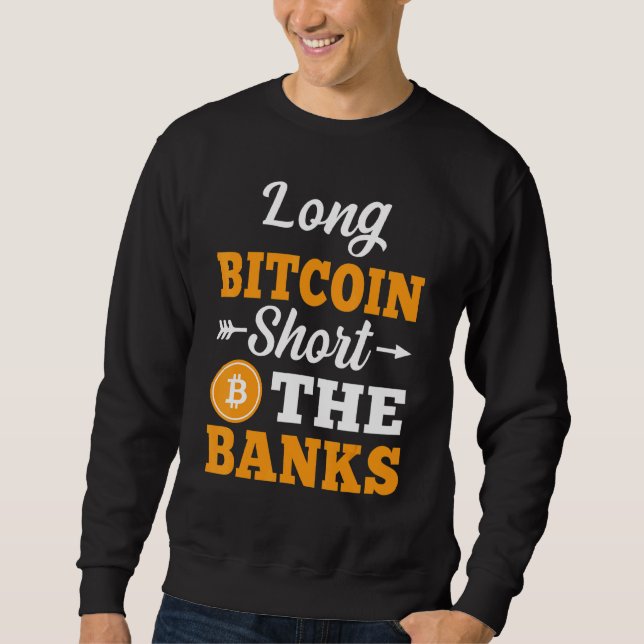 Sweatshirt Bitcoin Long Court Les Banques Crypto Meem Hommes  (Devant)
