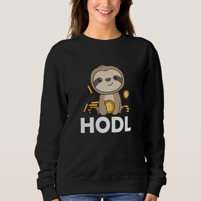 Sweatshirt Bitcoin Pièces Faultier tenir la monnaie numérique (Devant)