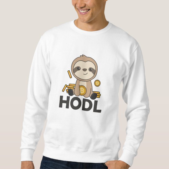 Sweatshirt Bitcoin Pièces Faultier tenir la monnaie numérique (Devant)