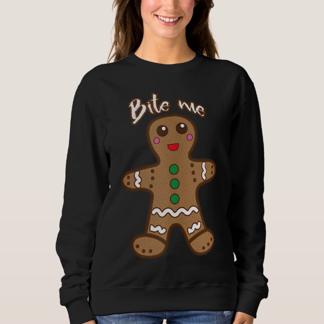 Sweatshirt Bite Me Gingerbread Funny Cookie Christmas Thanksg (Devant)