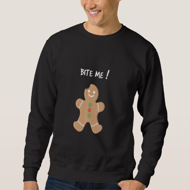 Sweatshirt Bite Me Gingerbread Homme Noël Cookie Funny Hol (Devant)