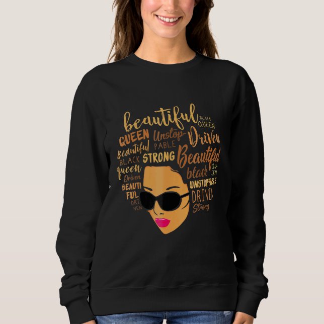 Sweatshirt Black African American Ebony Afro Queen Empower (Devant)