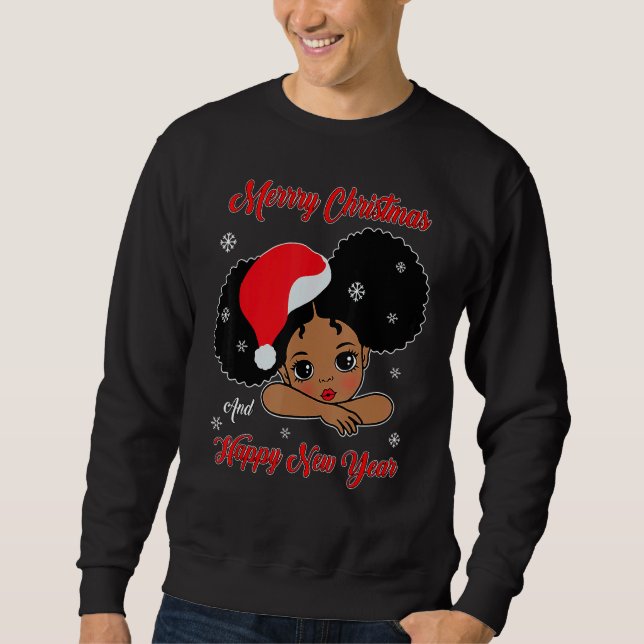 Sweatshirt Black African American Santa Christmas Melanin Gir (Devant)