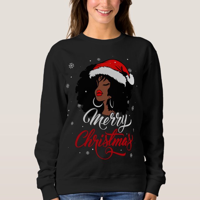 Sweatshirt Black African Girl American Père Noël Christmas Me (Devant)