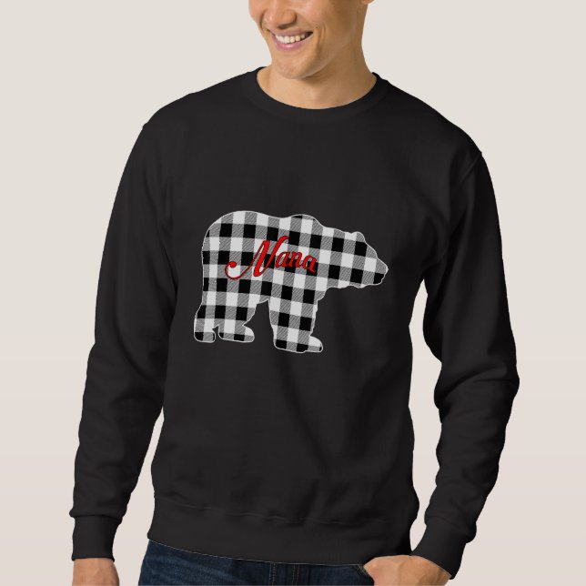 Sweatshirt Black And White Buffalo Plaid Nana Bear Christmas  (Devant)