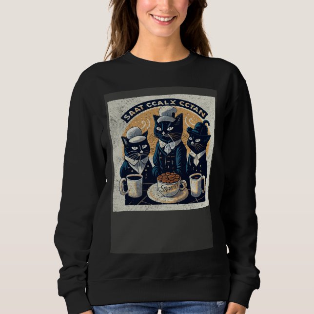 Sweatshirt Black Cat Coffee Squad (Devant)