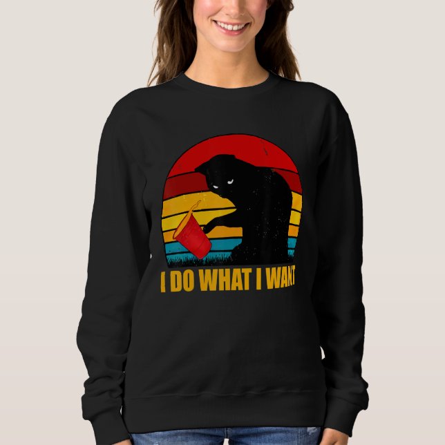 Sweatshirt Black Cat I Do What I Want (Devant)
