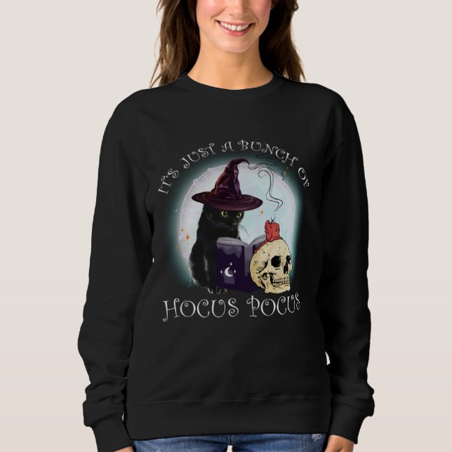 Sweatshirt Black Cat Moon Funny Halloween Costume Bunch of Ho (Devant)