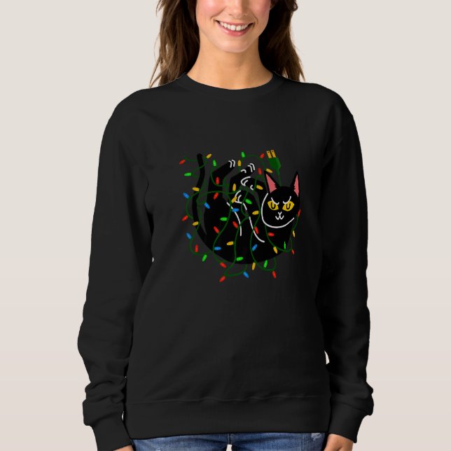 SWEATSHIRT BLACK CAT ONWERS CHRISTMAS LIGHT (Devant)