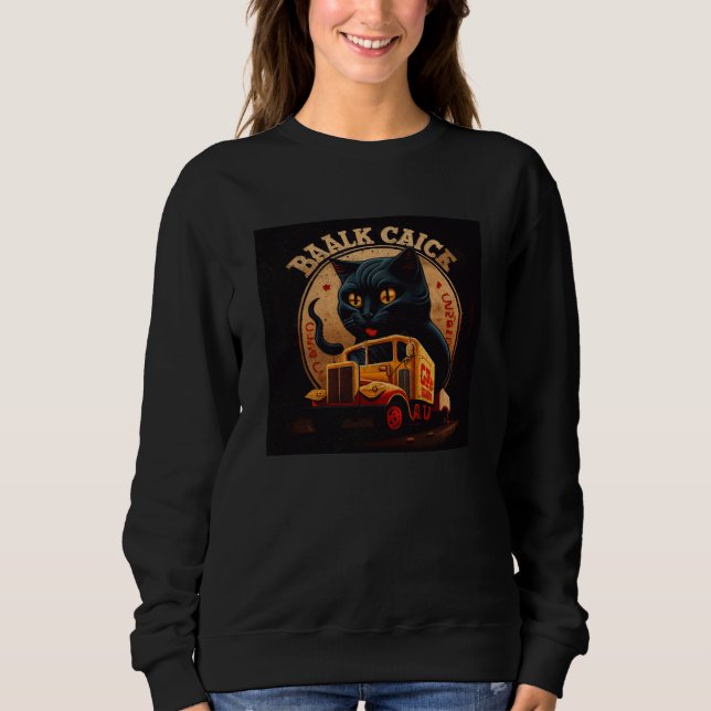 Sweatshirt Black Cat Truck Driver Mac And Cheese (Devant)