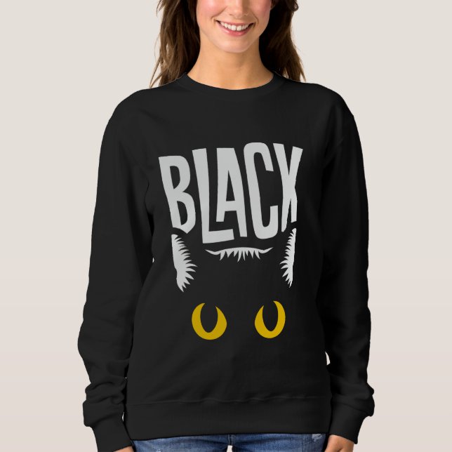 Sweatshirt Black Cat Yellow Eyes (Devant)