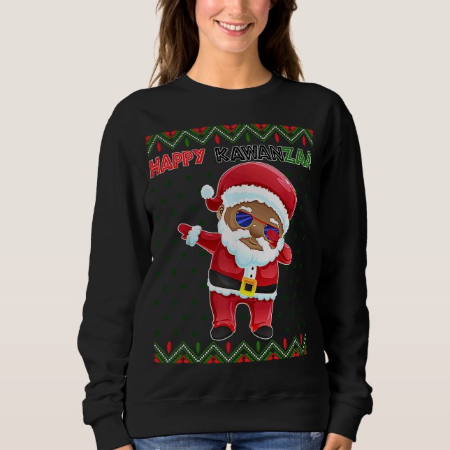 Sweatshirt Black Christmas Happy Ugly Kwanzaa Merry African H (Devant)