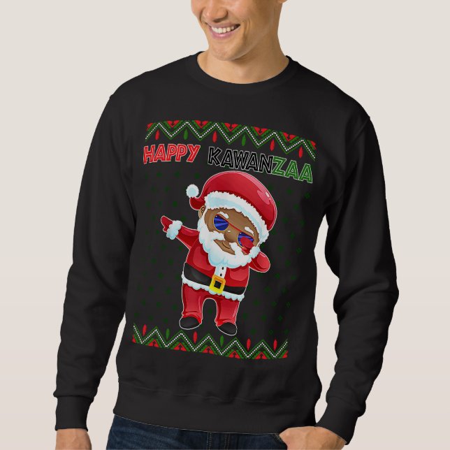 Sweatshirt Black Christmas Happy Ugly Kwanzaa Merry African H (Devant)