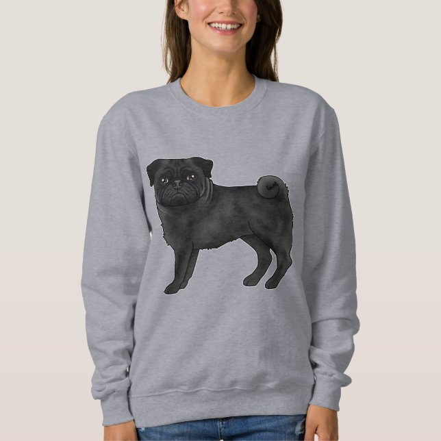 Sweatshirt Black Coat Couleur Carlin Mops Chien race Animal D (Devant)
