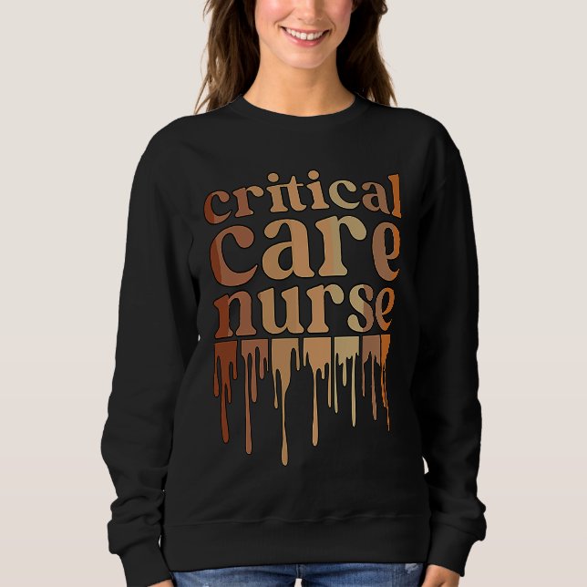 Sweatshirt Black Critical Care Nurse African American (Devant)