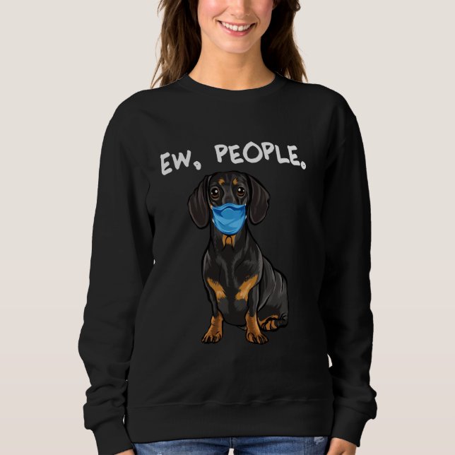 Sweatshirt Black Dachshund Ew Personnes Chien Portant Un Masq (Devant)