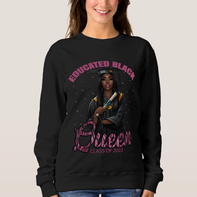 Sweatshirt Black Girl Graduation 2022 Seniors Pink Zebra Educ (Devant)